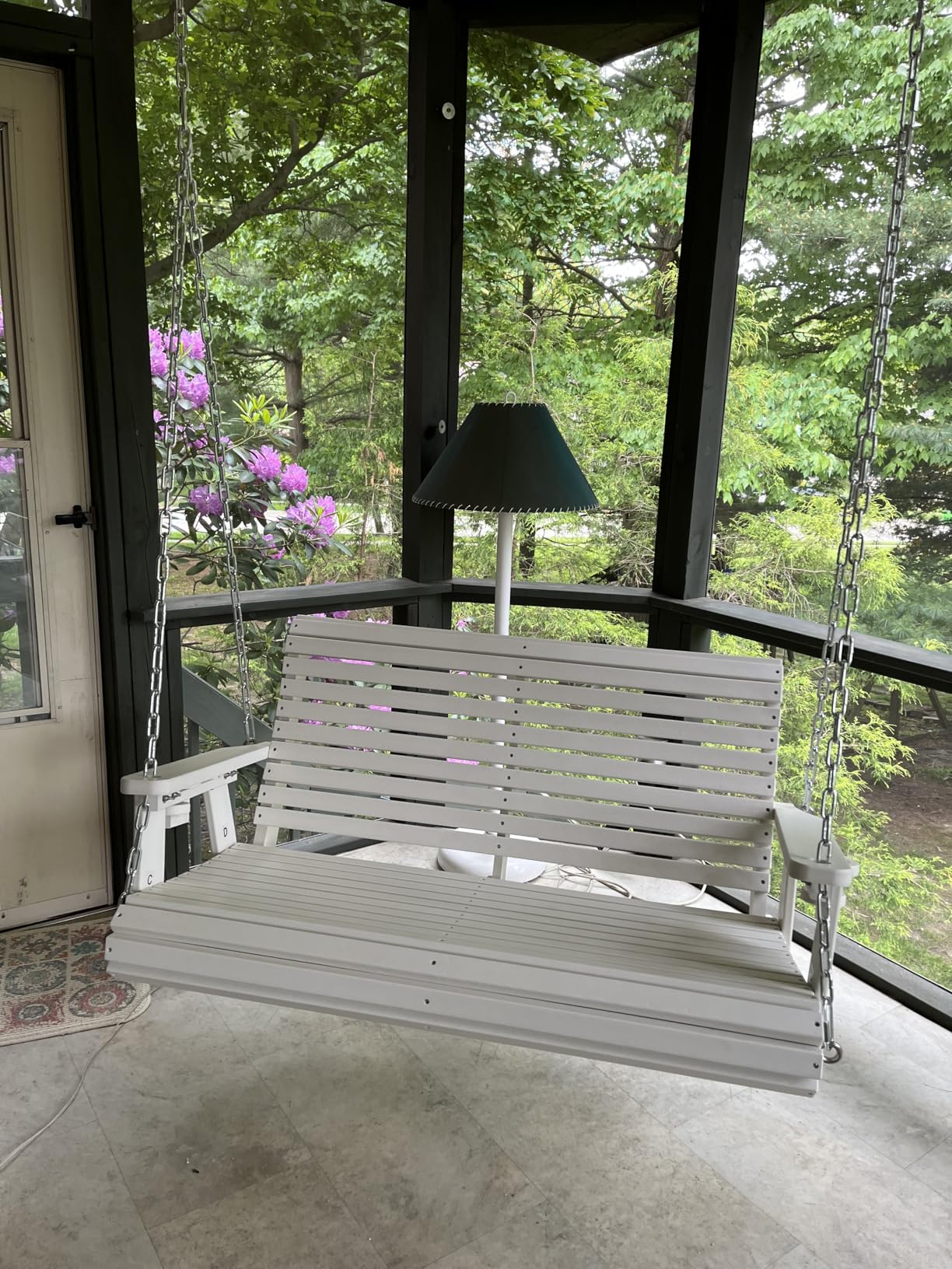 HDPE Porch Swing with 18/8 Stainless Steel Bolts, Ergonomic Design, Ultra Weather-Resistant, 1200 LBS, Gray customer photo 1