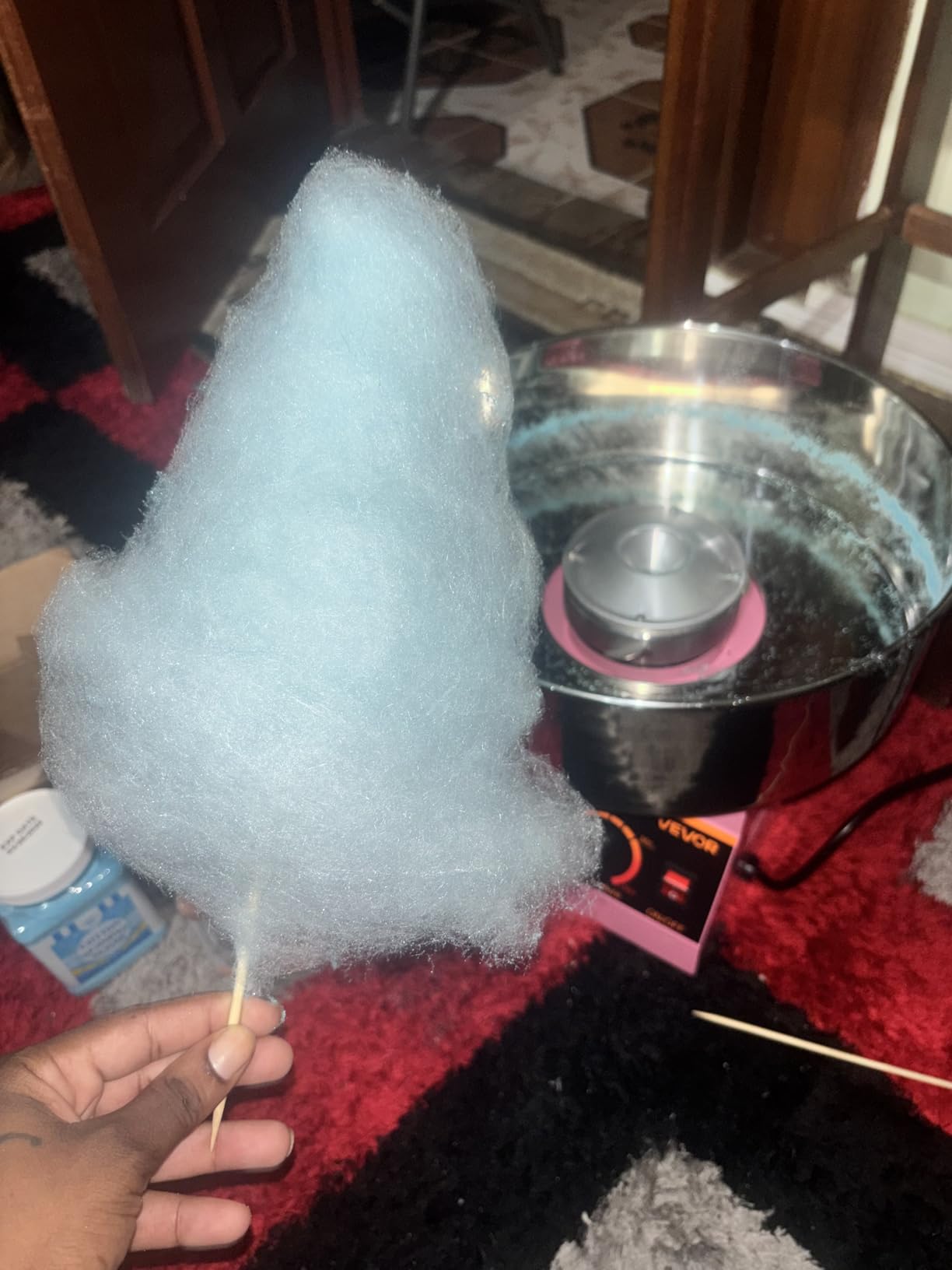 VEVOR Cotton Candy Machine Commercial, 1000W Electric Candy Floss Maker, Easy Use with 15 inch Stainless Steel Bowl and Sugar Scoop, Makes Hard Candy for Home Kids Birthday, Family Party, Blue customer photo 1