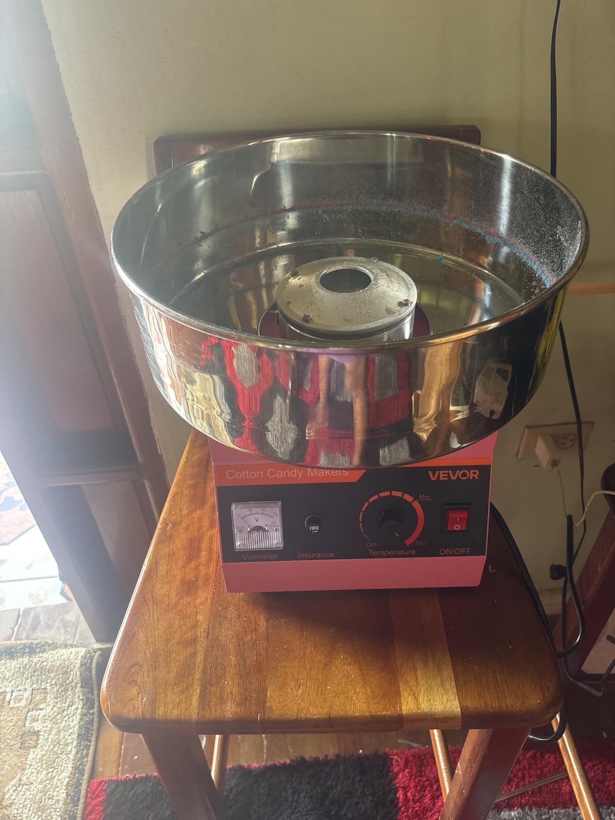 VEVOR Cotton Candy Machine Commercial, 1000W Electric Candy Floss Maker, Easy Use with 15 inch Stainless Steel Bowl and Sugar Scoop, Makes Hard Candy for Home Kids Birthday, Family Party, Blue customer photo 2