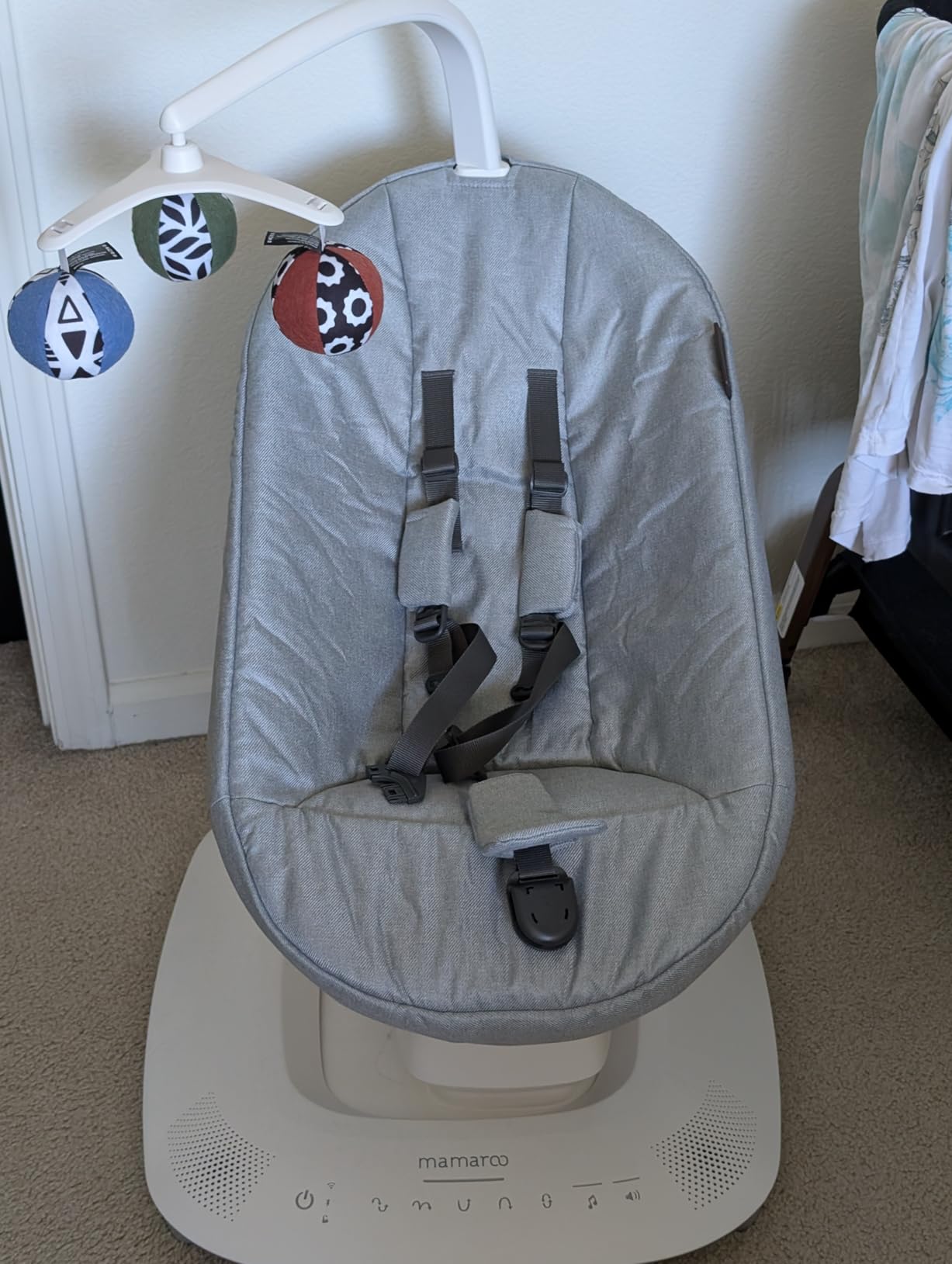 UPPAby Mamaroo Smart Swing - Customizable Soothing Modes with MotionSync Technology - Infant Recline + Bluetooth Enabled - Included Newborn Insert - Charlie (Sand Melange) customer photo 2