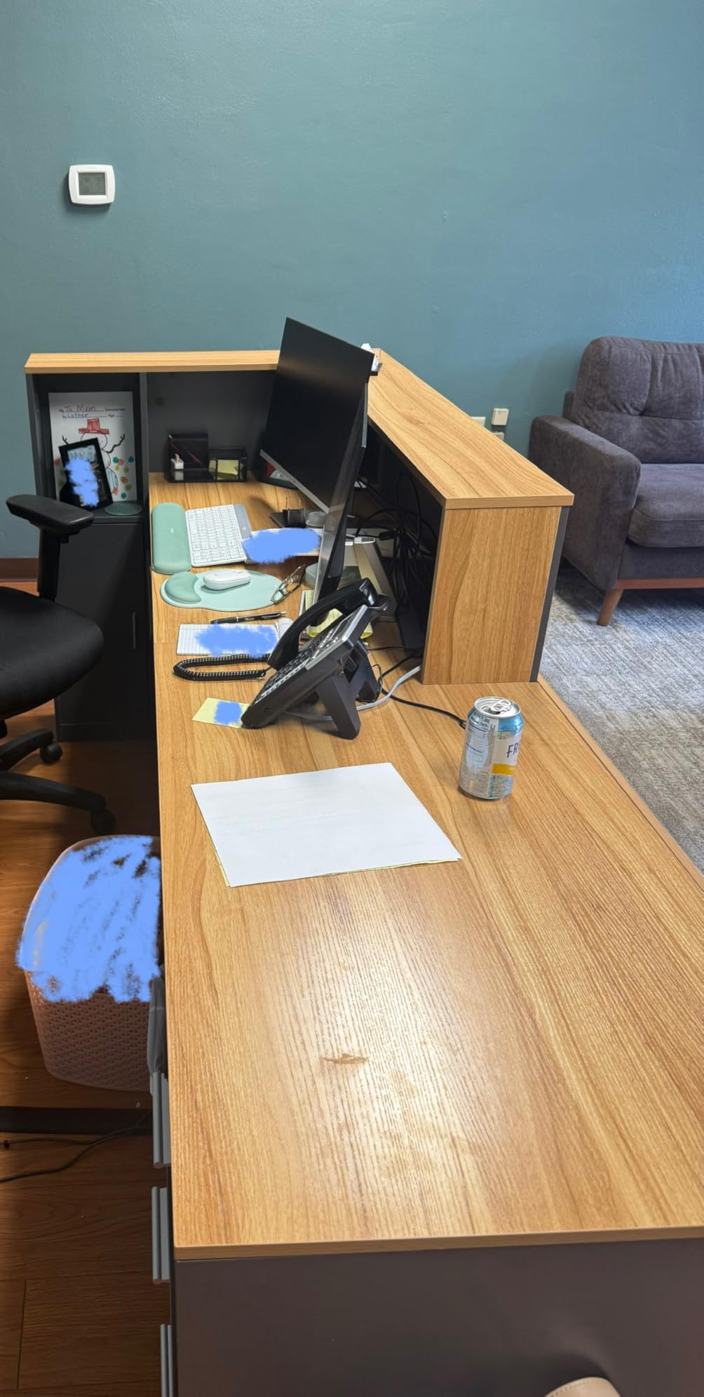 L Shaped Reception Desk with Lockable Drawers and Adjustable Filling Cabinet, Modern Front Desk Reception Counter with Keyboard Tray and Storage Cabinet for Checkout, Lobby, Beauty Salon customer photo 2