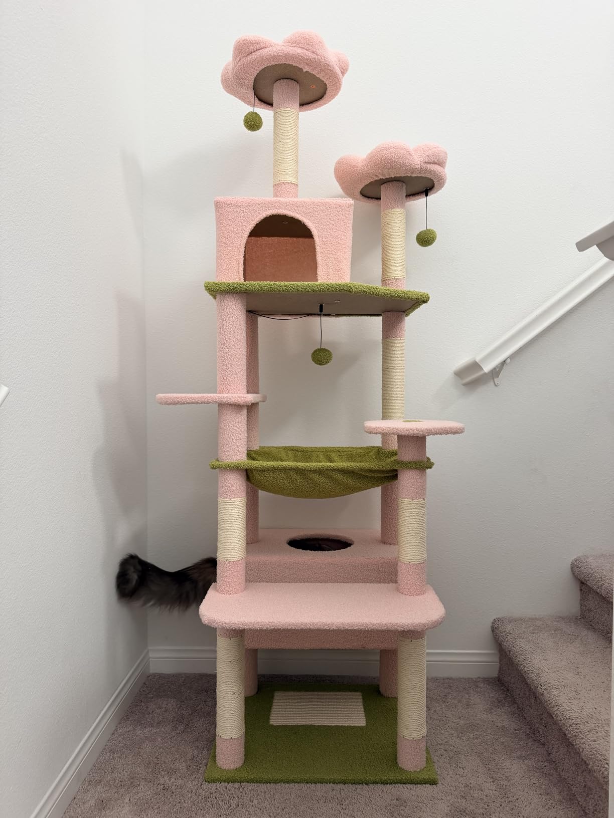 PAWZ Road Heavy Duty Cat Tree for Large Cats, 81 Inches Tall Cat Tower with 2 Perches, 2 Condos and Spacious Hammock, XL Extra Large Condo with 7 Scratching Posts for 20lb+ Adult Cats, Dark Gray customer photo 2