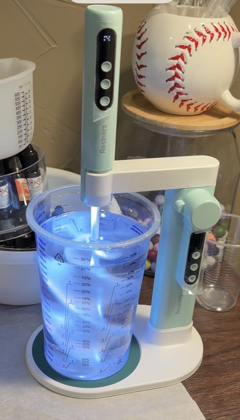Resiners Resin Mixer, Epoxy Mixer with Electric Stand & Silicone Paddles & Lighting, Hands Free, LED Screen, Minimum Bubbles, Easy Clean, Epoxy Resin Mixer Tool for Molds Casting,Silicone,Paint Mixing customer photo 2