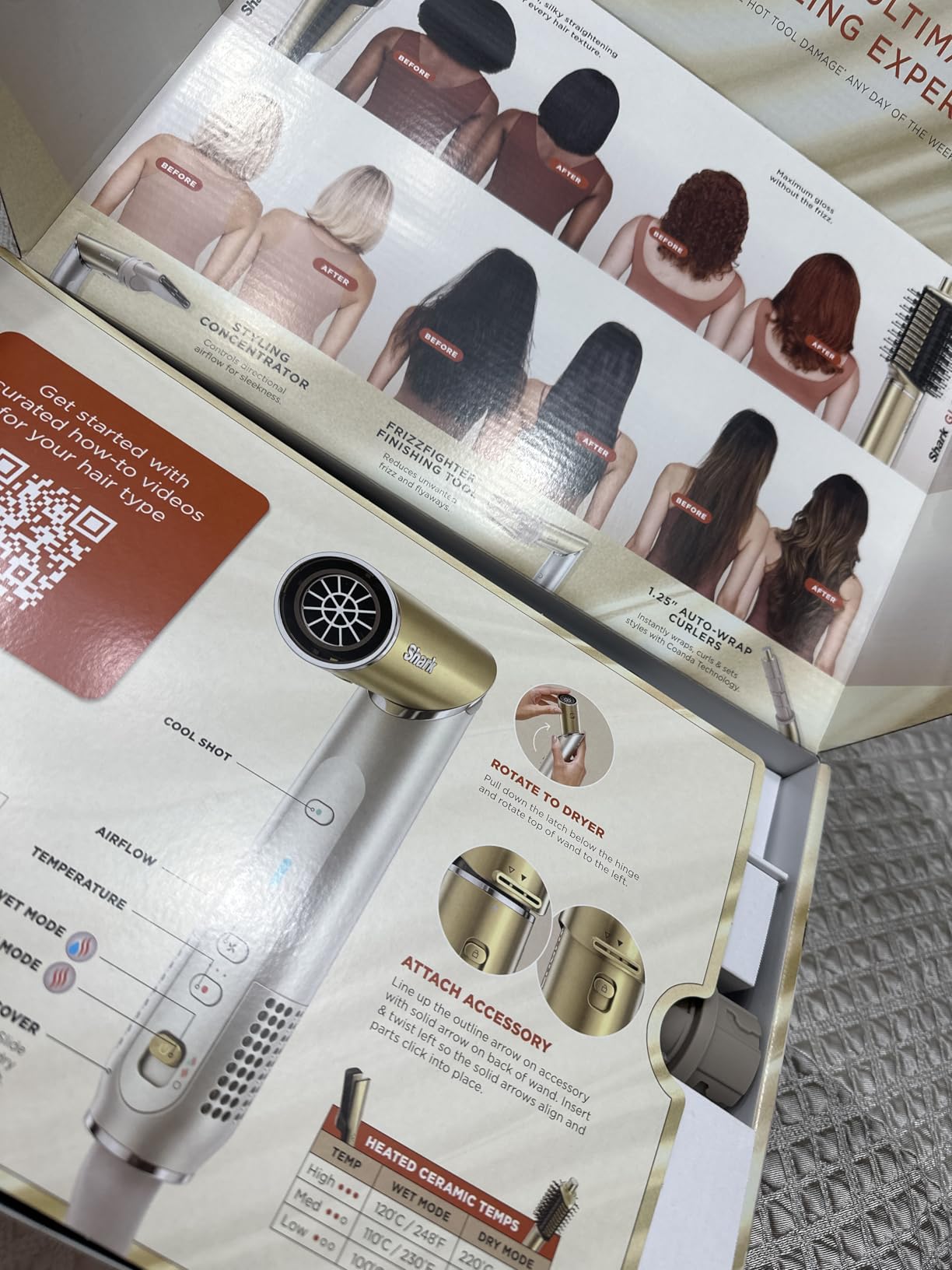Shark Glam Ceramic & Powerful Air Styling & Drying System, with Silki Straightener & Shark Glossi Air Glosser, for Drying, Curling, Straightening & Glossing, Gold, HD6051S (Straight & Wavy Hair) customer photo 2