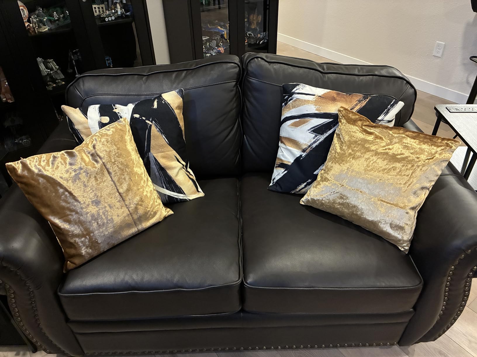 GIGIZAZA Decorative Velvet Pillow Covers - 18x18 Throw Pillows Soft Beige Brown Covers Accent for Couch Living Room Bed Square Modern Luxury Cushion Covers Home Decor Set of 4 customer photo 2