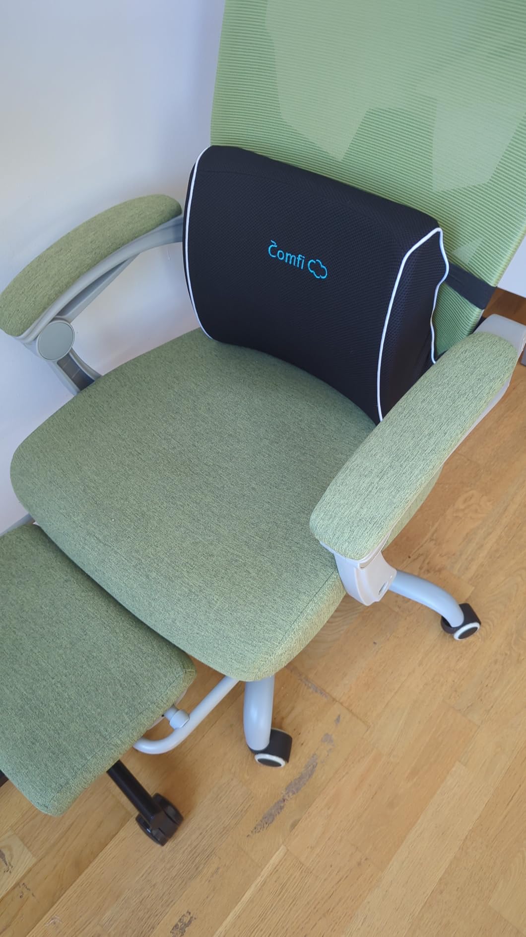 Sweetcrispy Office Computer Desk Chair with Footrest Ergonomic High-Back Mesh Rolling Work Swivel Chairs with Wheels Comfortable Lumbar Support Comfy Arms for Home Light Grey customer photo 1