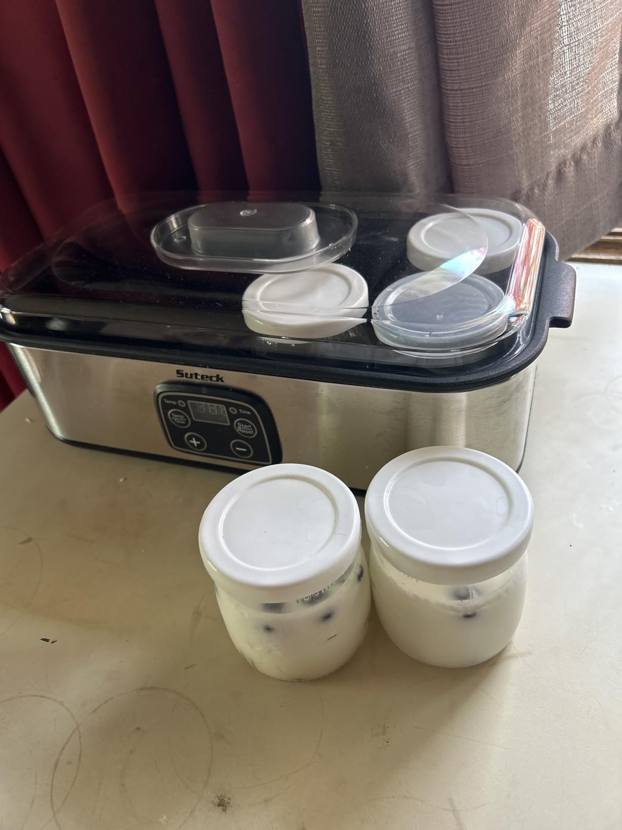 Suteck Yogurt Maker with Glass Jar- Stainless Steel Yogurt Machine with Adjustable Time & Temp Control, Homemade Greek, Probiotic Yogurt, BPA-Free 2 Yogurt Bowls (2 Quart) customer photo 1
