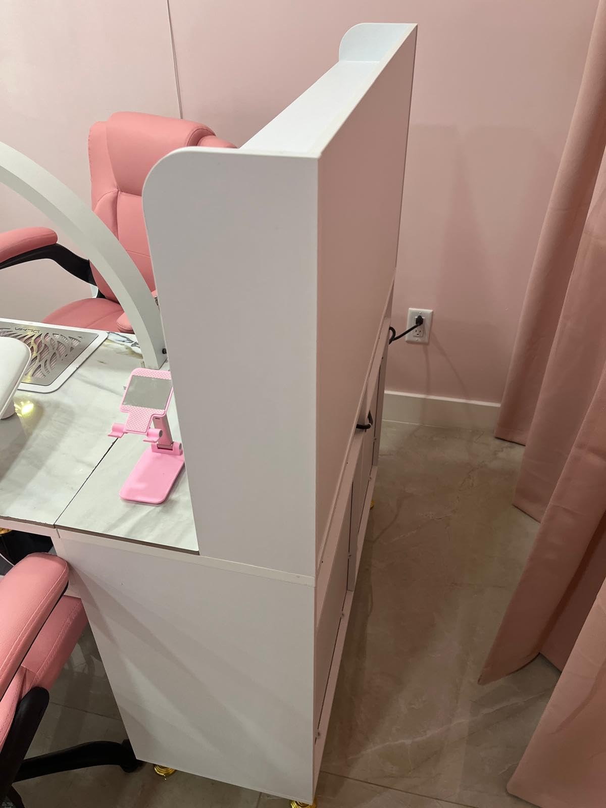 OmySalon L Shaped Manicure Table with Dust Collector, 52
