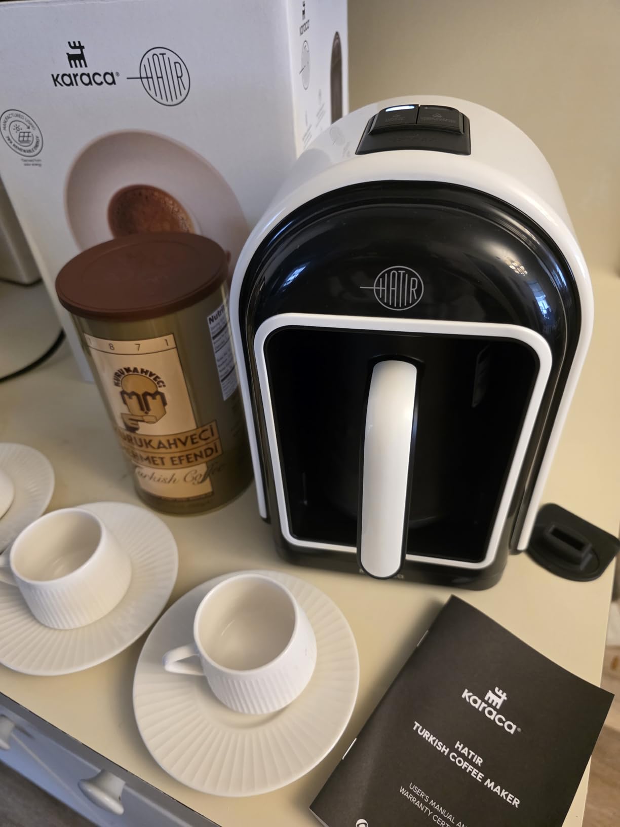 KARACA Hatır Turkish Coffee Maker, 5 Cups Electric Turkish Coffee Machine with Ember Mode, Automatic Temperature Control, Overflow Protection, Audible & Visual Alerts, Shiny Black customer photo 1