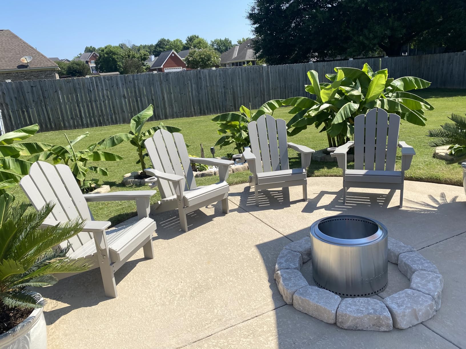 Folding Adirondack Chair Set of 2, HDPE All-Weather Patio Chairs with Cup Holder, Wooden Textured Fire Pit Chairs for Poolside, Backyard, Deck, Navy customer photo 2