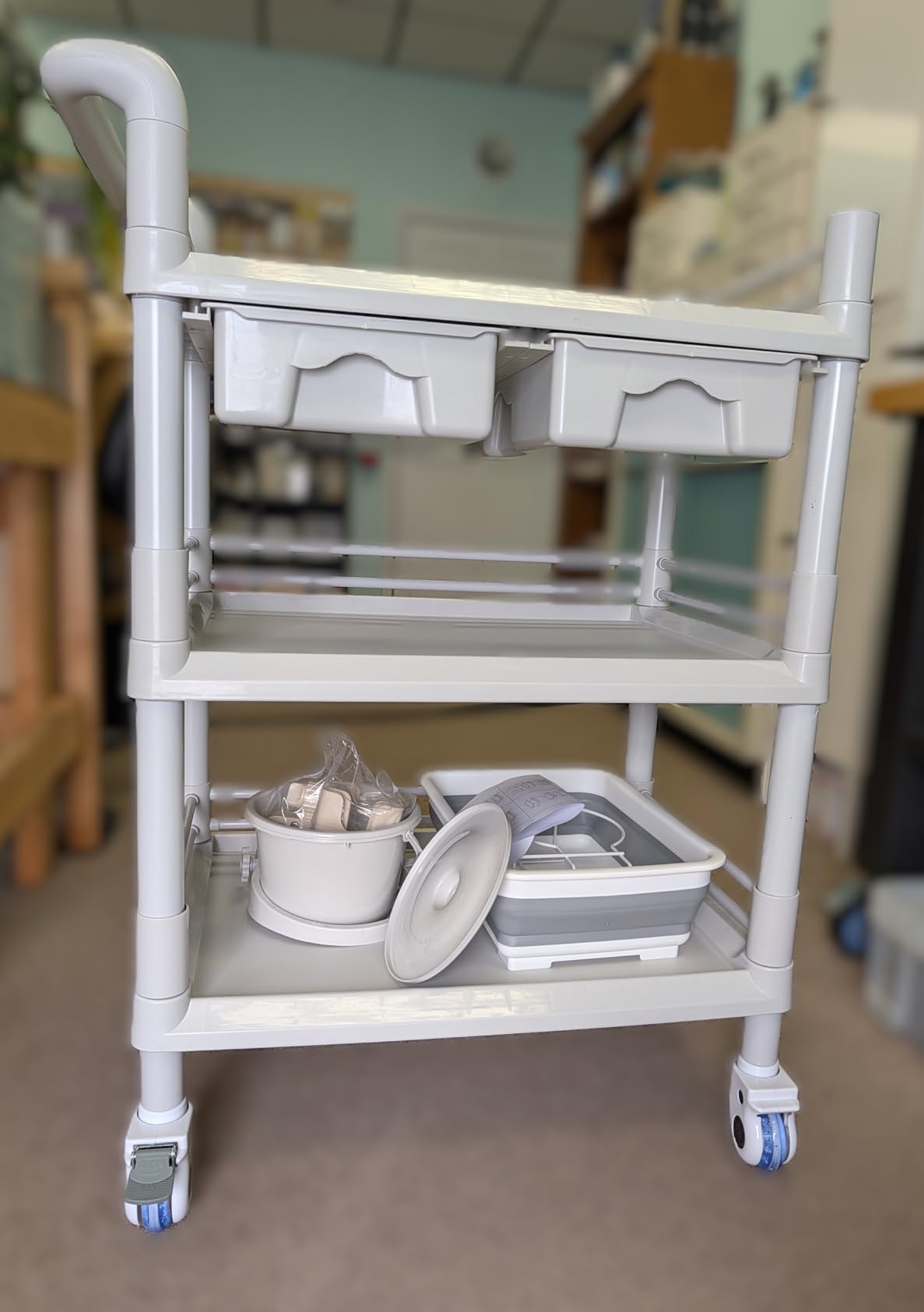 3-Tier Pink Medical Cart & Esthetician Trolley with Drawers - Rolling Spa Facial Cart with Locking Wheels - Heavy Duty Organizer for Phlebotomy, Lab & Salon customer photo 1