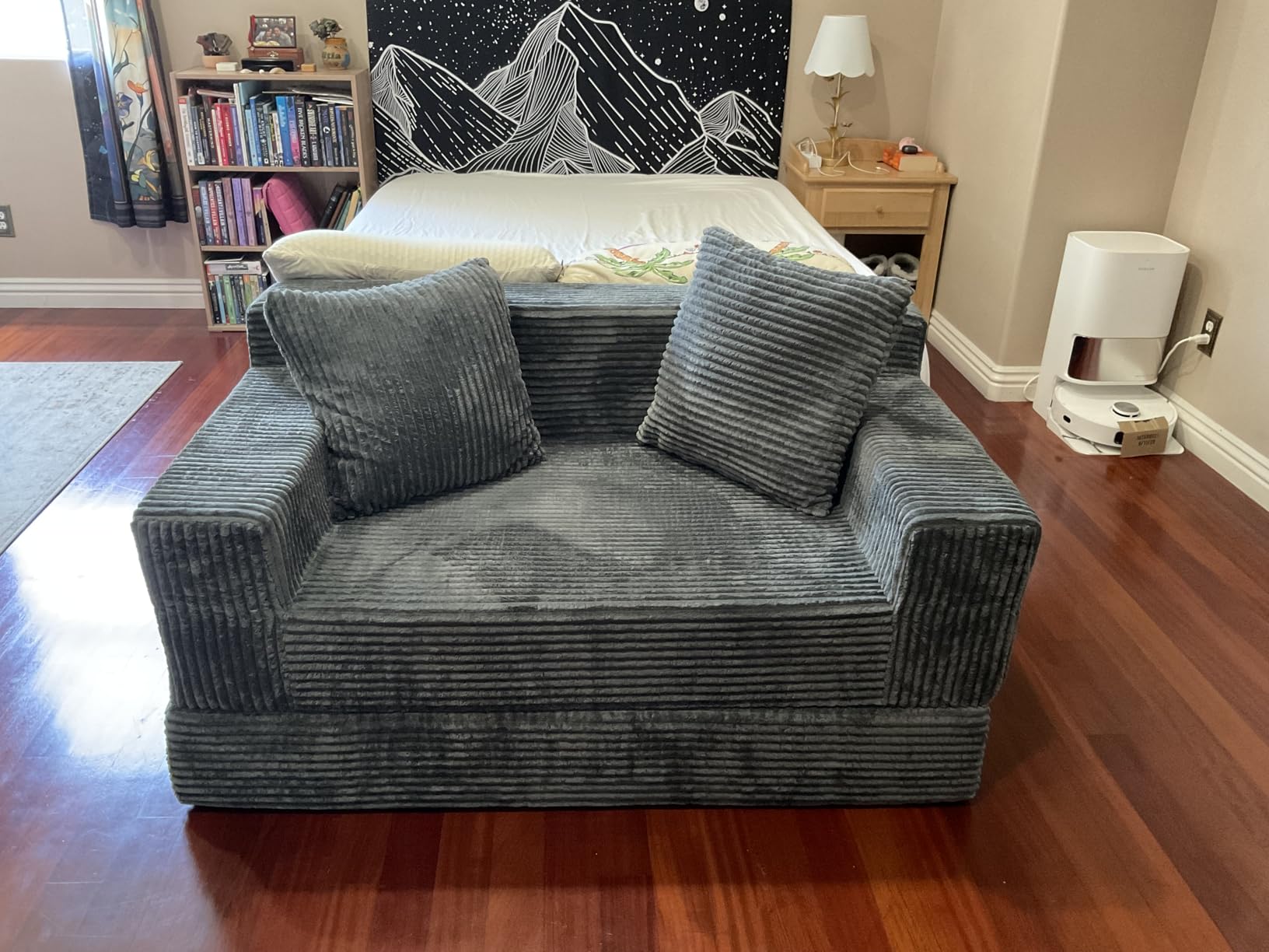 Erament Convertible Sofa Bed, Loveseat Folding Floor Futon Sleeper Sofa Couch Bed- Boneless Foldable Couch, Corduroy Pull Out Sofa Bed with 2 Pillows for Living Room & Bedroom customer photo 1