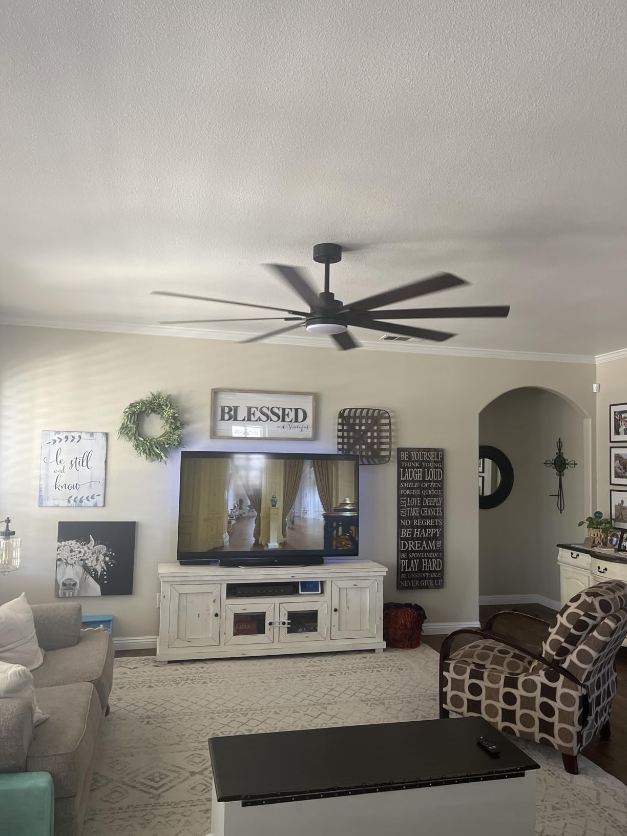Fanbulous 72 Inch Ceiling Fans with Lights and Remote, Dual-Sided Reversible Blades for Versatile Décor, Quiet DC Motor, Wide-Angle Customized Brightness & 3CCT, Damp Rated for Indoor/Outdoor Use customer photo 1