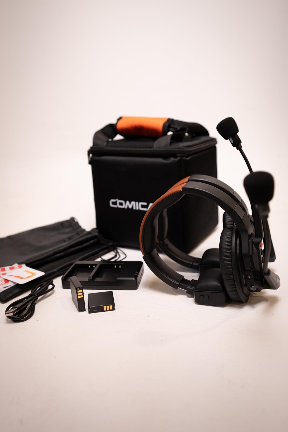 COMICA Seekcom S1 Wireless Intercom Headset System, 2.4GHz Full-Duplex 2-Person Communication Headset with AI/ENC Noise Reduction, 500m/1640ft, PTT Mute, OLED Display for Film, TV, Broadcast, Live customer photo 1