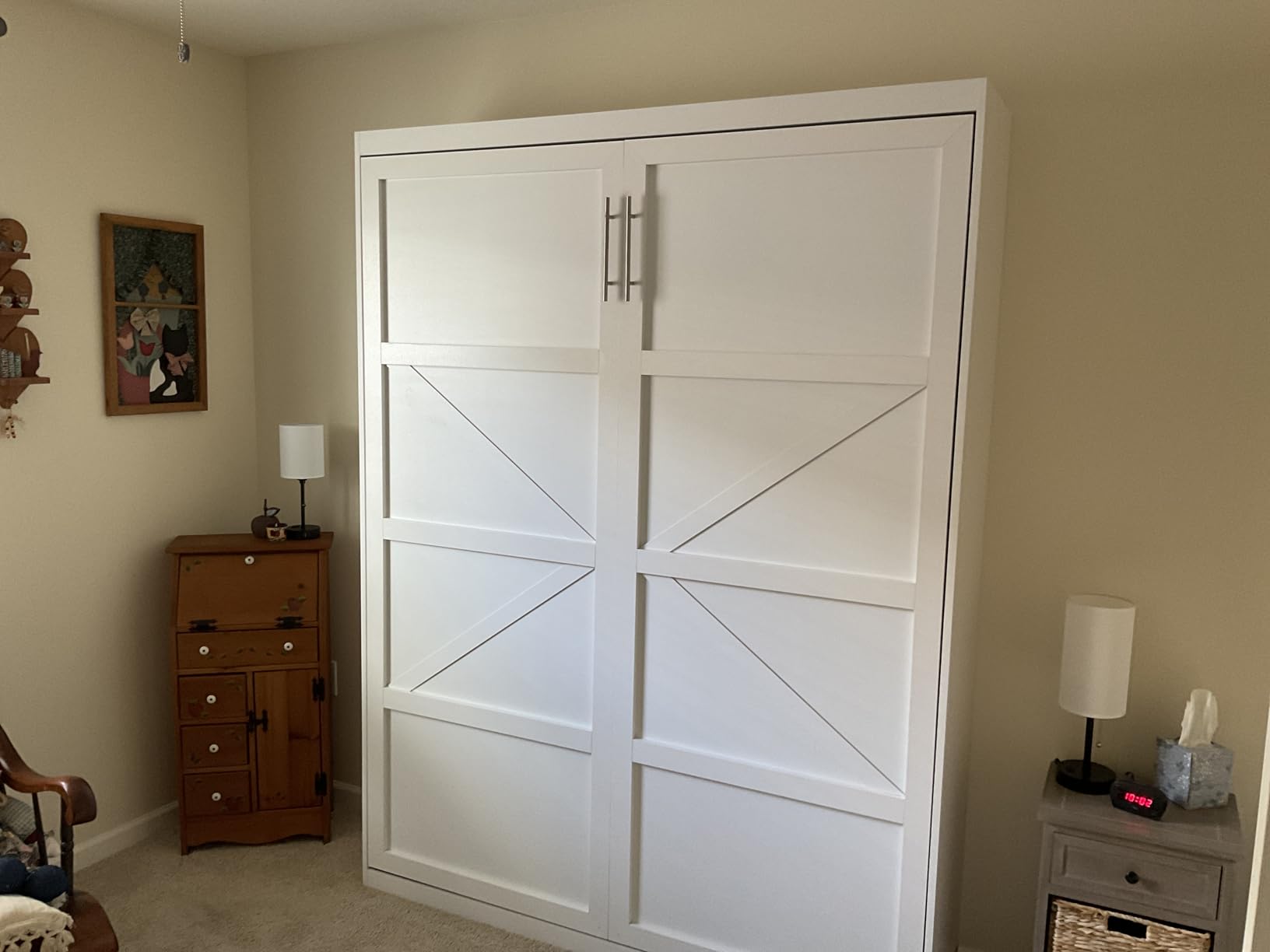 ROOMTEC Queen Size Murphy Bed with Smooth Pneumatic Lift, Space-Saving Wall Bed with Modern Cabinet Design, Easy Installation, Ideal for Guest Rooms, Home Offices, Fits 60