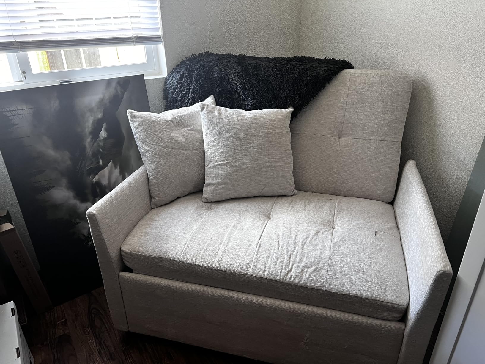 Sleeper Loveseat with USB and Type-C Ports, 3 in 1 Convertible Sofa Bed with Phone Holder, Pull Out Sofa Bed, Loveseat Sleeper Sofa for Living Room, Adjustable Backrest, Side Pockets, Dark Grey customer photo 2
