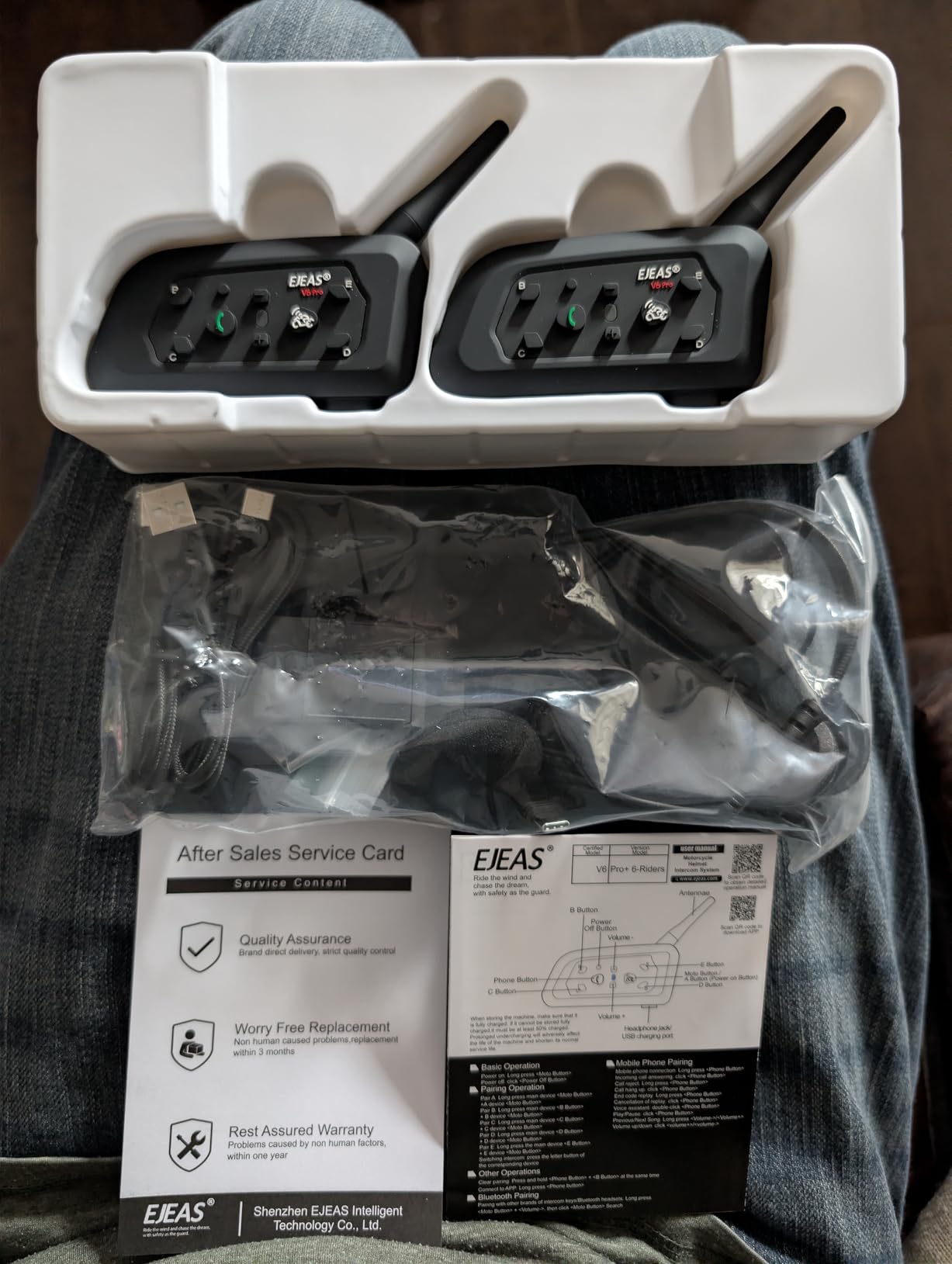 EJEAS V6 Pro Bluetooth Communication Systems Headset with 1200m Waterproof/Noise Reduction/Hands-Free Calls/Music & GPS, Motorbike/ATV/Dirt Bike/Skiing/Motorcycle Helmet Intercom (2 Pack) customer photo 1