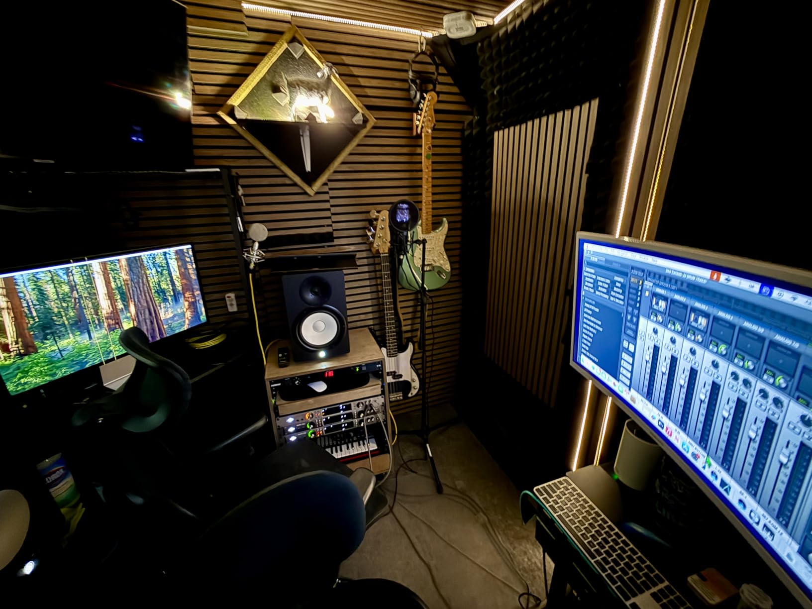 Sound Town Studio Desk Workstation with Dual 13U Side Rack Cabinets, Slide-Out Trays, Casters, for Recording Rooms and Home, Solid Carbonized Bamboo (SDRK-WS69CB) customer photo 1
