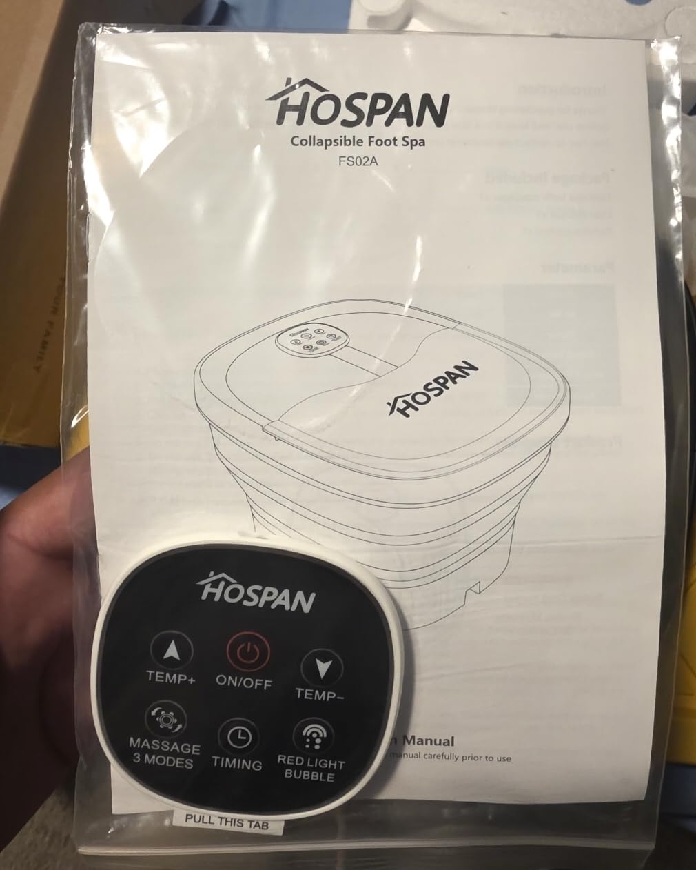 HOSPAN Collapsible Foot Spa Electric Rotary Massage, Foot Bath with Heat, Bubble, Remote, and 24 Motorized Shiatsu Massage Balls. Pedicure Foot Spa for Feet Stress Relief customer photo 2