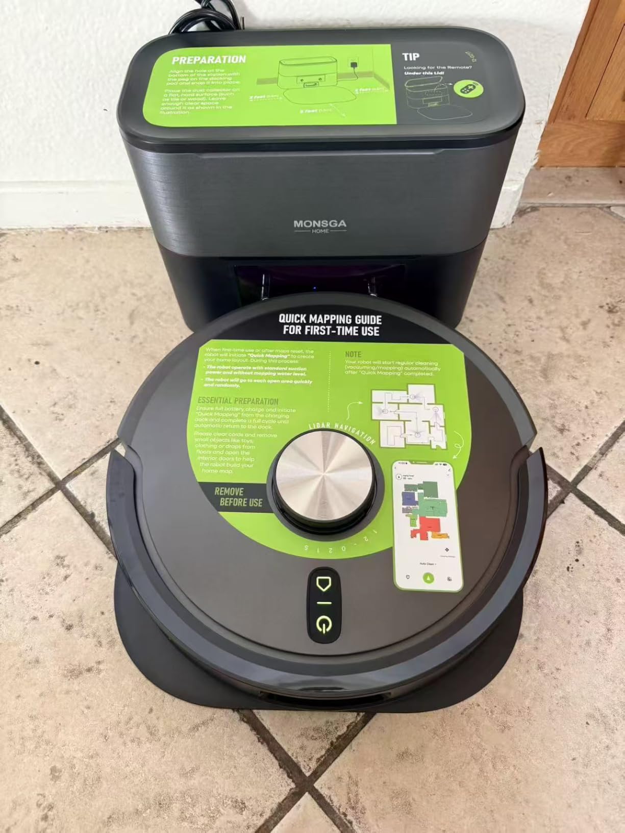 MONSGA Robot Vacuum and Mop Combo, 90 Days Self-Emptying with 8000Pa Suction, LiDAR Smart Mapping, Dual Anti-Tangle for Pet Hair, Carpet and Hard Floor customer photo 1