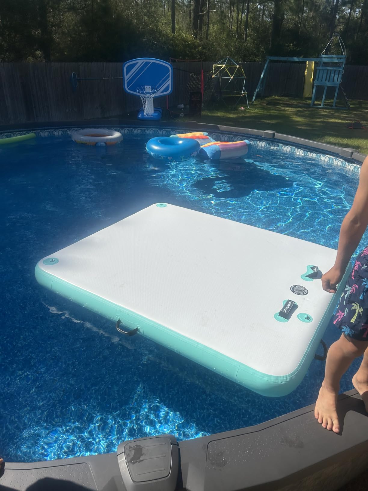 FBSPORT Inflatable Floating Dock Lake Floats for Adults, Floating Docks Platform Island Raft, Non-Slip Inflatable Water Dock Mat for Pool Beach Ocean 10ft 8ft 6ft customer photo 2