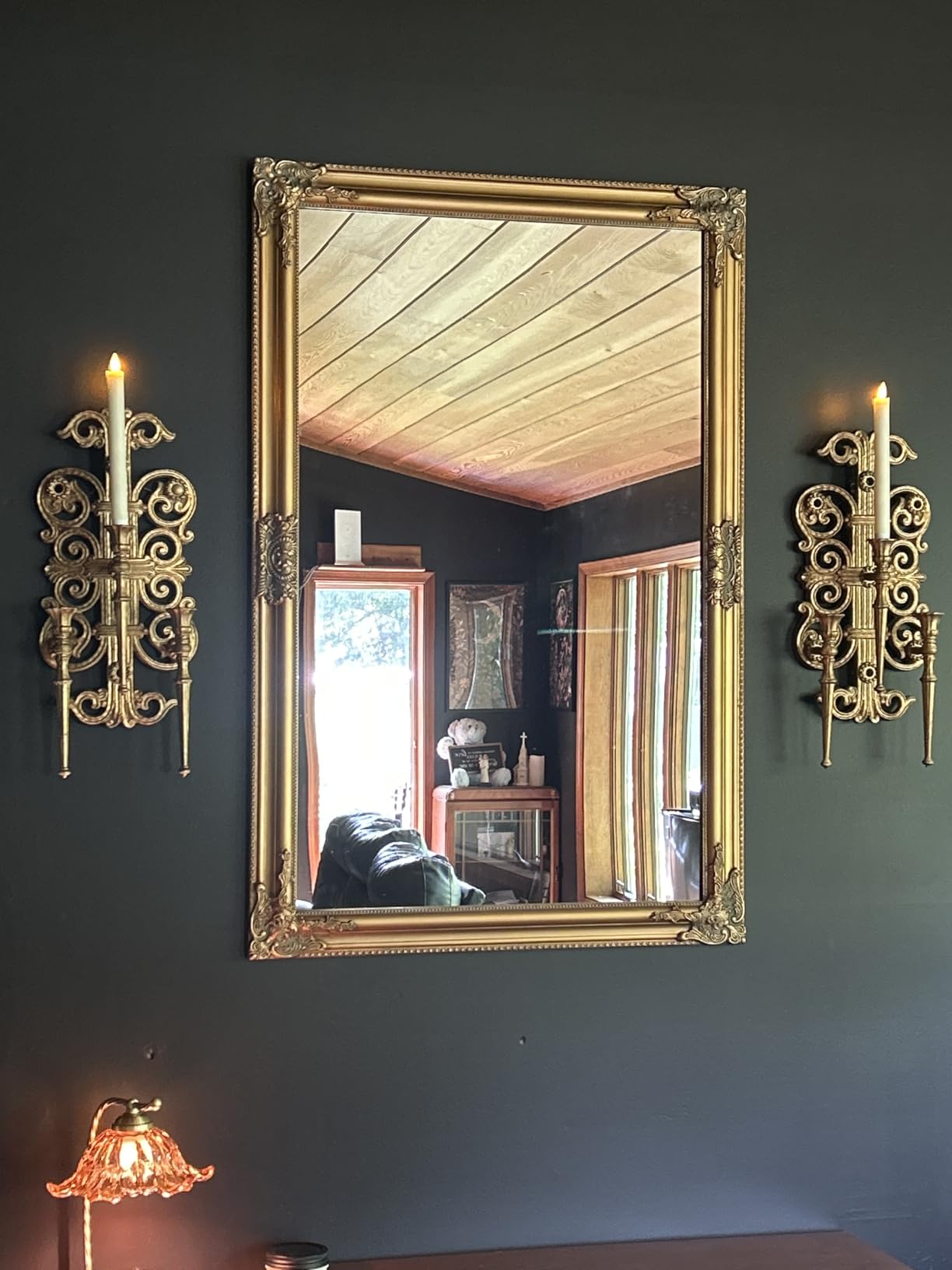 Vintage Gold Mirror for Wall, 28
