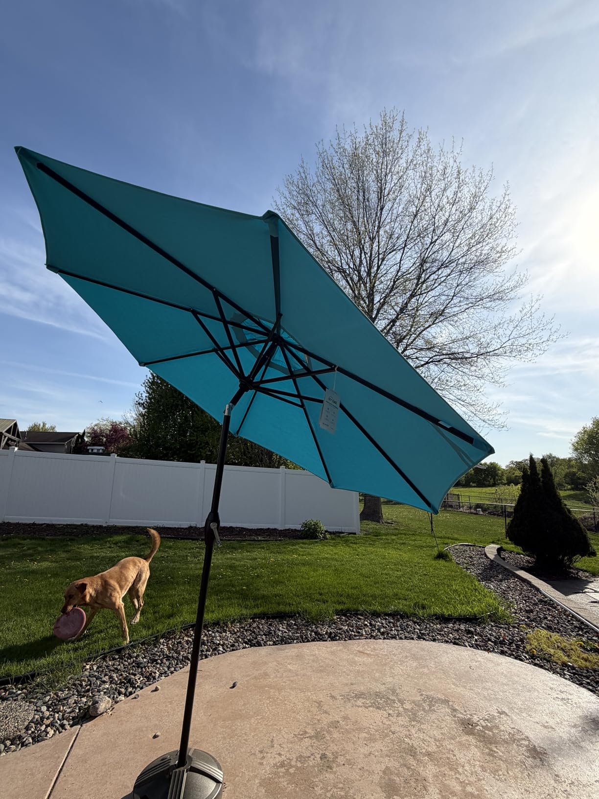 Midtown Umbrellas - The Lean 9 Ft Patio Umbrella with 10-Year-No-Fade Acrylast Acrylic Fabric, Auto-Tilt and 8 Reinforced Ribs for Deck, Pool, Garden, Hotel & Cafes - Harbor Navy Canopy, Black Pole customer photo 2