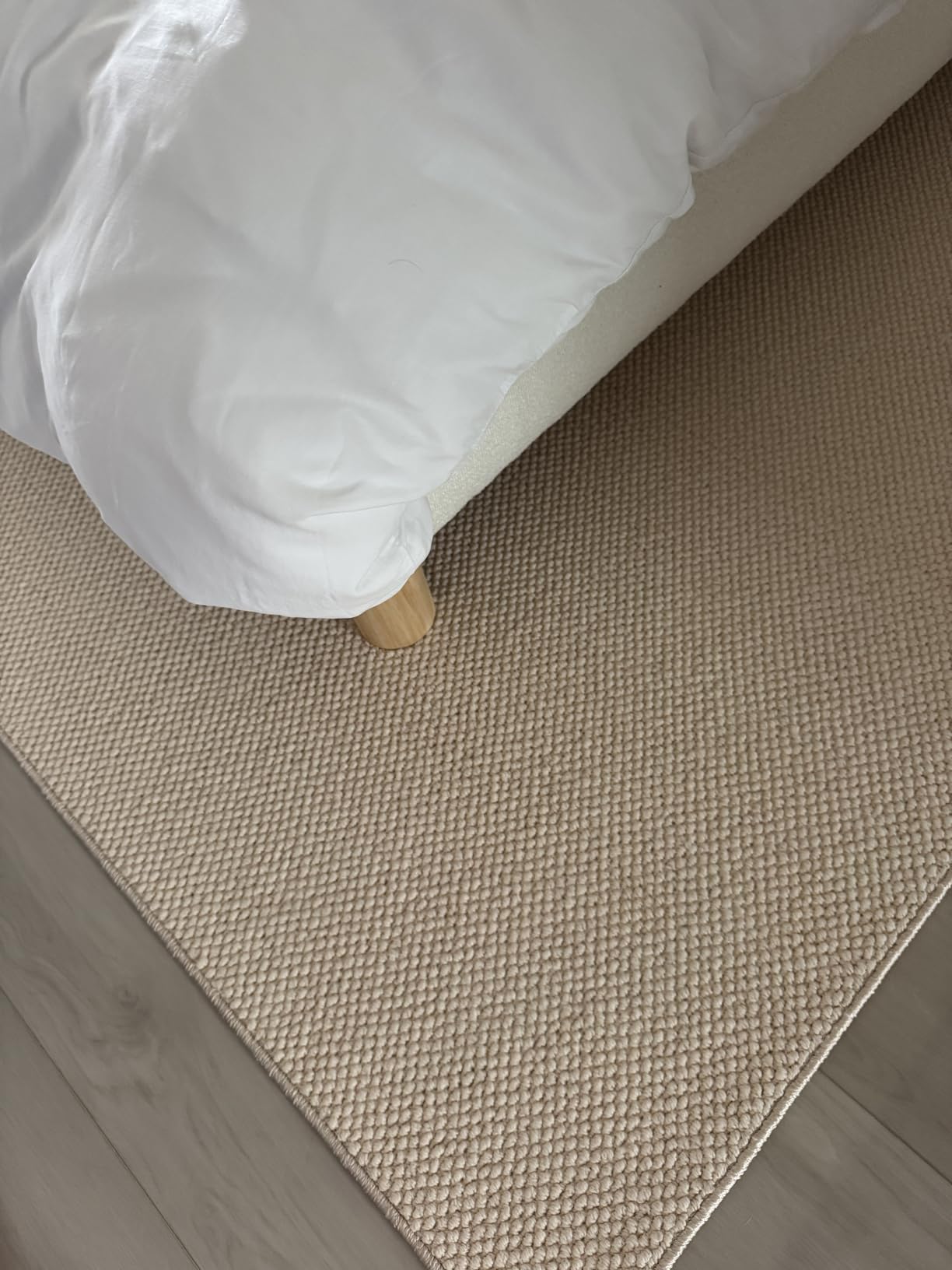 ANSSO Wool Rugs 8x10 for Living Room, 80% Merino Wool and 20% Cotton Soft Tufted Area Rug with Cotton Non-Slip Backing, Large Area Rug for Bedroom, Dining and Home Office (Cream White) customer photo 2