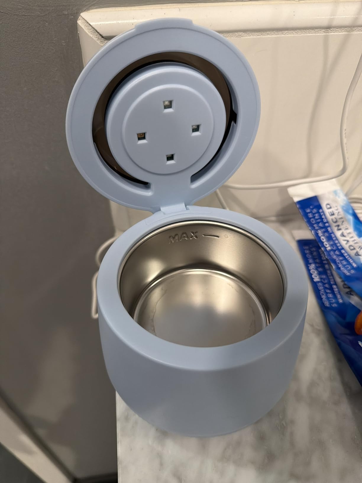 Ultrasonic Retainer Cleaner Machine, Dynamic 42-48kHz Dental Cleaning Pod with Digital Timer, 200ml Mouth Guard Cleaner Pod for Aligners, Night Guards, Dental Trays, Braces & Toothbrushes (White) customer photo 2