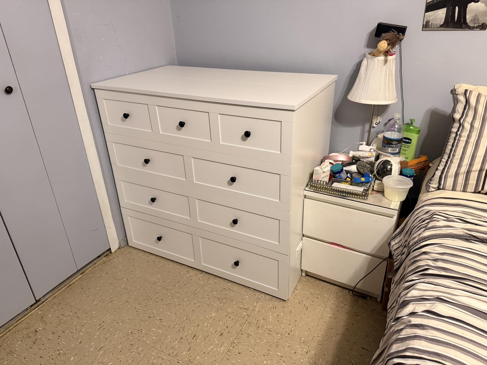 LIVAUVEAD Murphy Bed Queen with Storage & Charging Station, Murphy Cabinet with Foldable Panel, Noisy Free, for Guest Bedroom, Living Room, Office, Distressed White customer photo 2