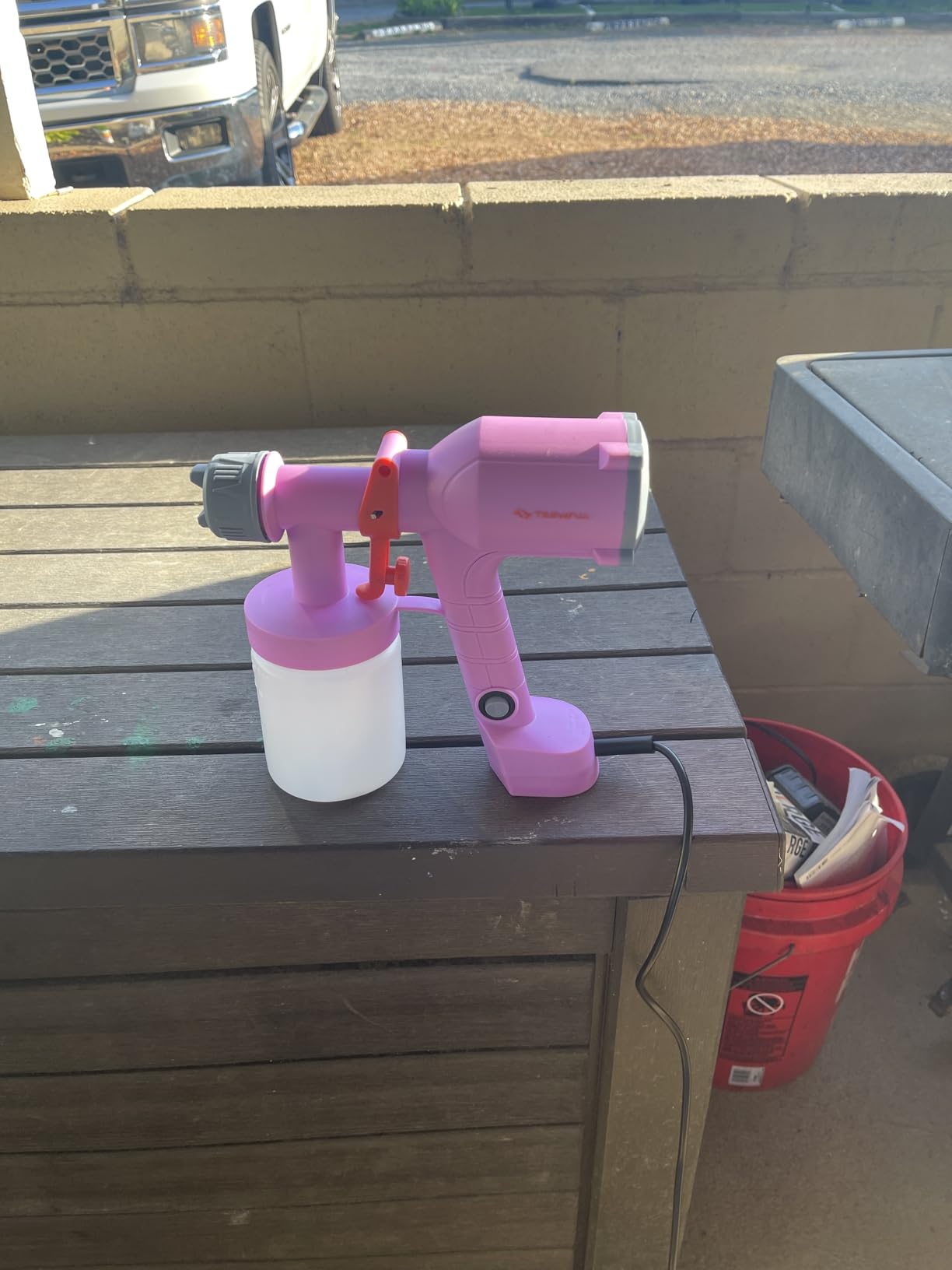 Tilswall Paint Sprayer,Upgraded Ultra-Light Electric Paint Spray Gun with 2 Nozzles & 4 Patterns Easy to Clean for Fences, Sheds, Walls, Ceilings, Furniture, Cabinets, Garden & DIY White customer photo 2