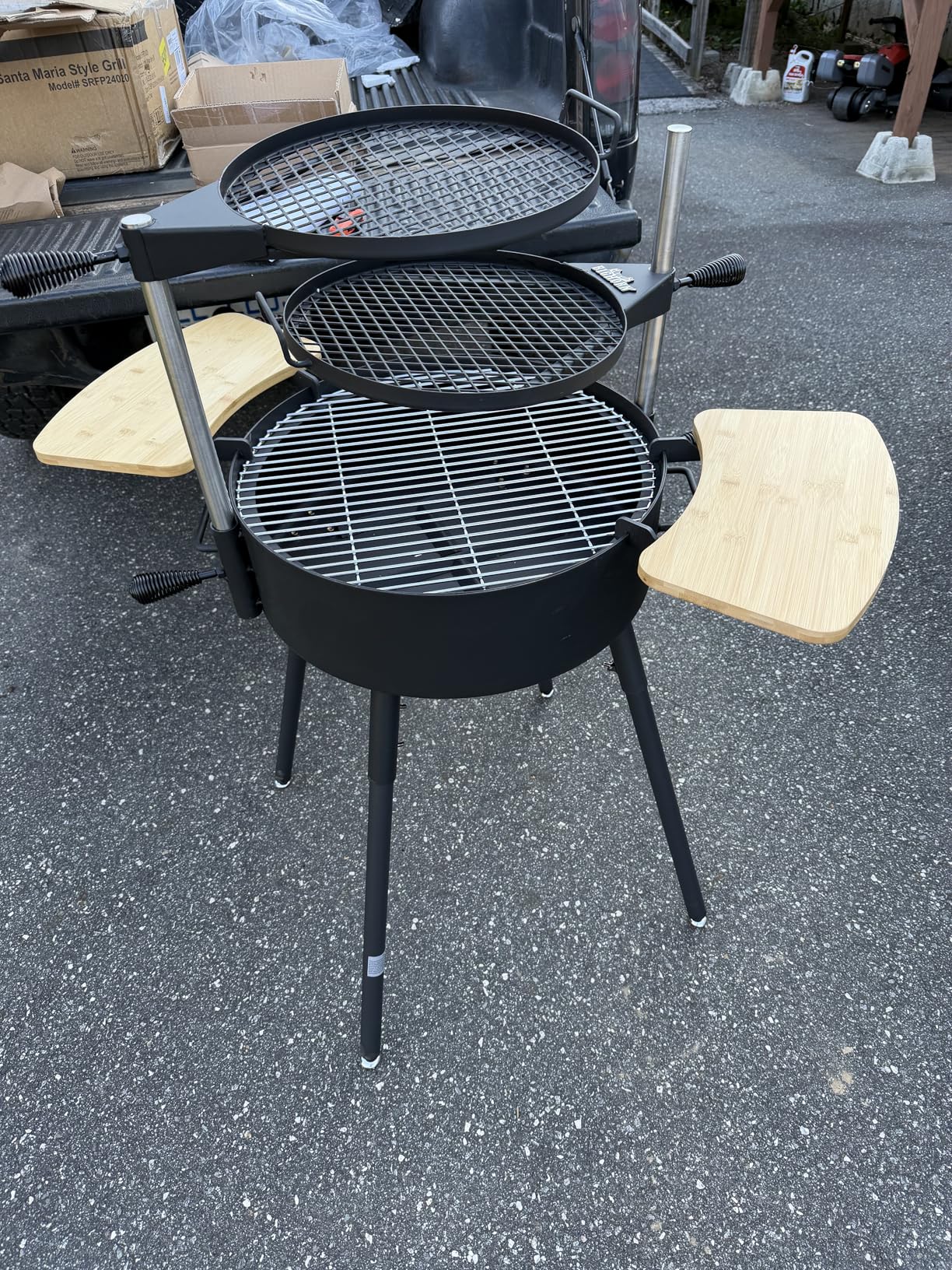 BIG HORN Santa Maria Grill, Portable Argentinian Parrilla with Adjustable Height & 360° Rotating Grates, Charcoal Open Fire BBQ Grill with Rotisserie for Camping, Patio & Backyard customer photo 2