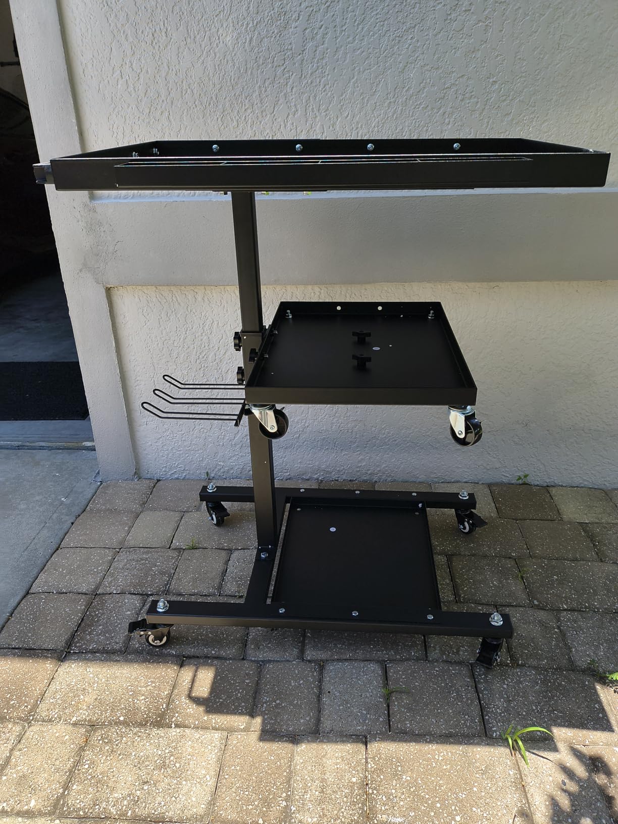 OLBRUS Rolling Work Table Adjustable Height - 3-Tier Removable Tool Cart with Wheels, Portable Mechanic Organizer with Drill Storage & Lockable Casters for Garage, Workshop, Bicycle Repair customer photo 2