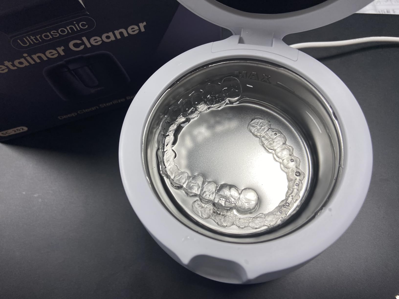 Ultrasonic Retainer Cleaner Machine 48kHz, Dental Cleaning Pod, Ultrasonic Retainer Cleaner for Dentures, Aligners, Mouth Guards, Toothbrush Heads and Jewelry with 200ML Capacity, LAB Supply customer photo 2