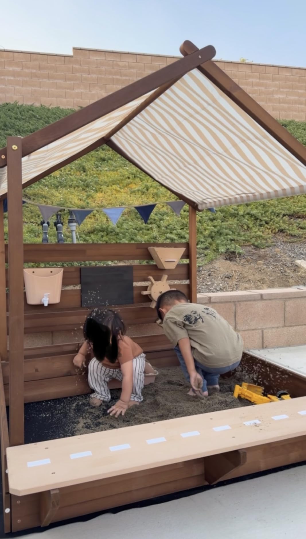 Best Choice Products Sandbox with Canopy, Extra Large Wooden Kids Sand Box, Water Table & Sink, Chalkboard, Bench Seating w/ 110 lb Capacity, Outdoor Backyard Playset - Beige customer photo 2