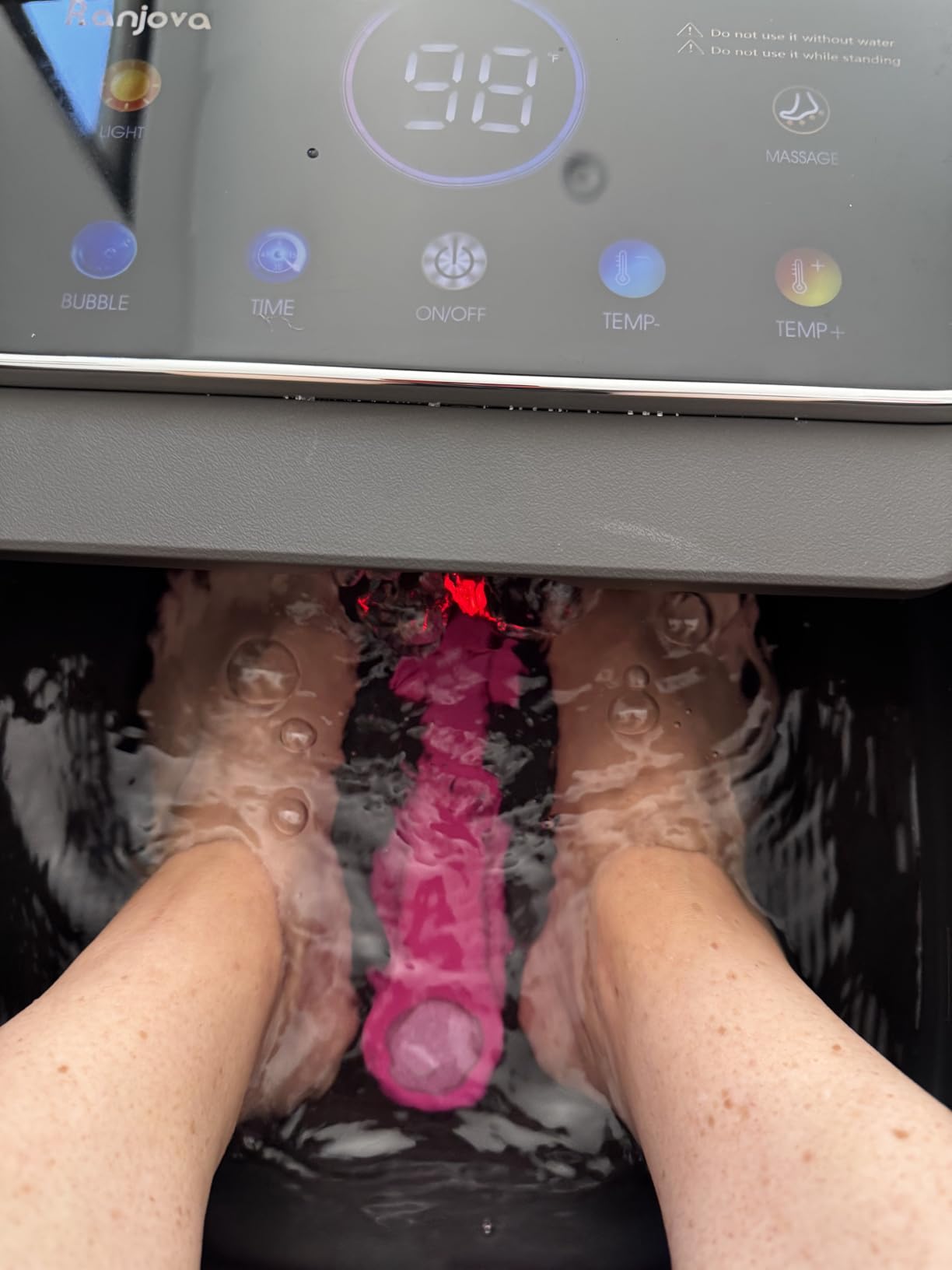 Ranjova Foot Spa Electric Rotary Massage, with Color Touch Screen and Remote Control, Foot Bath Massager with Heat, Bubble, Adjustable Temp, and 24 Motorized Shiatsu Massage Balls (Dark Grey) customer photo 1