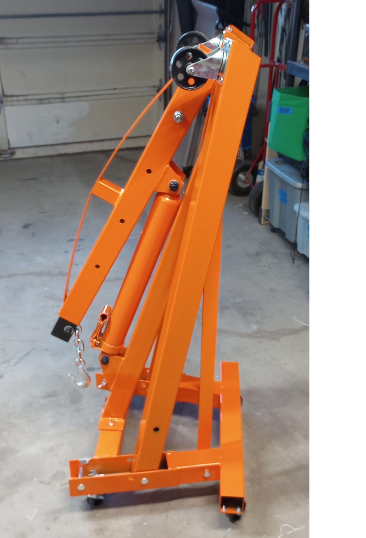 2 Ton Folding Hydraulic Engine Hoist, Folding Engine Shop Crane Hoist Lift, Heavy Cherry Picker with 6 Wheels for Garage, Workshop,Cherry customer photo 2