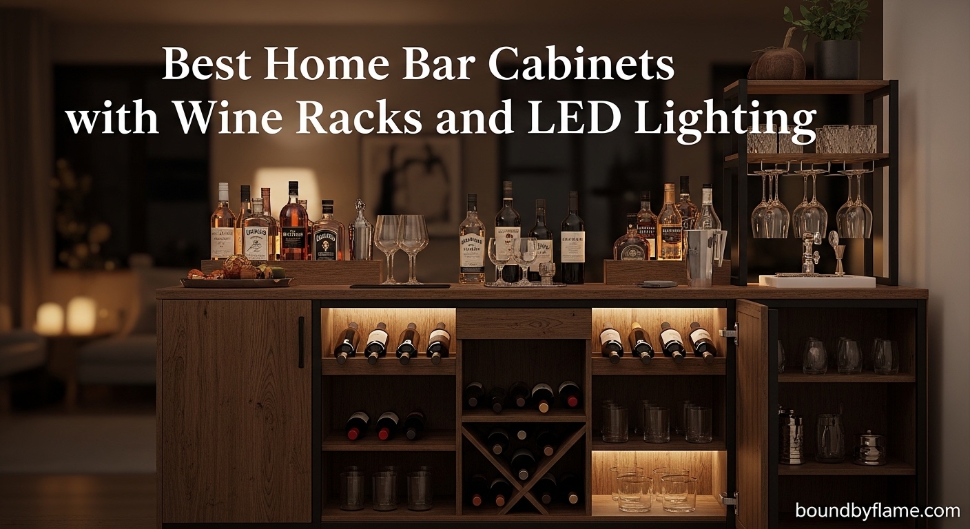 Best Home Bar Cabinets with Wine Racks and LED Lighting