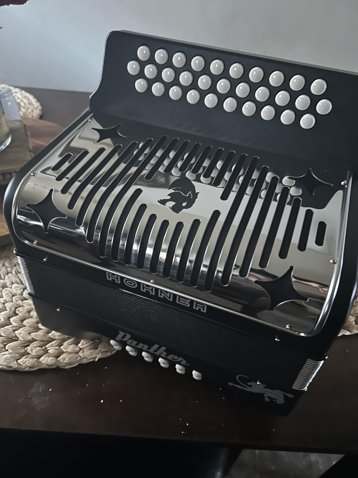 Hohner Panther G/C/F 3-Row Diatonic Accordion - Black customer photo 3
