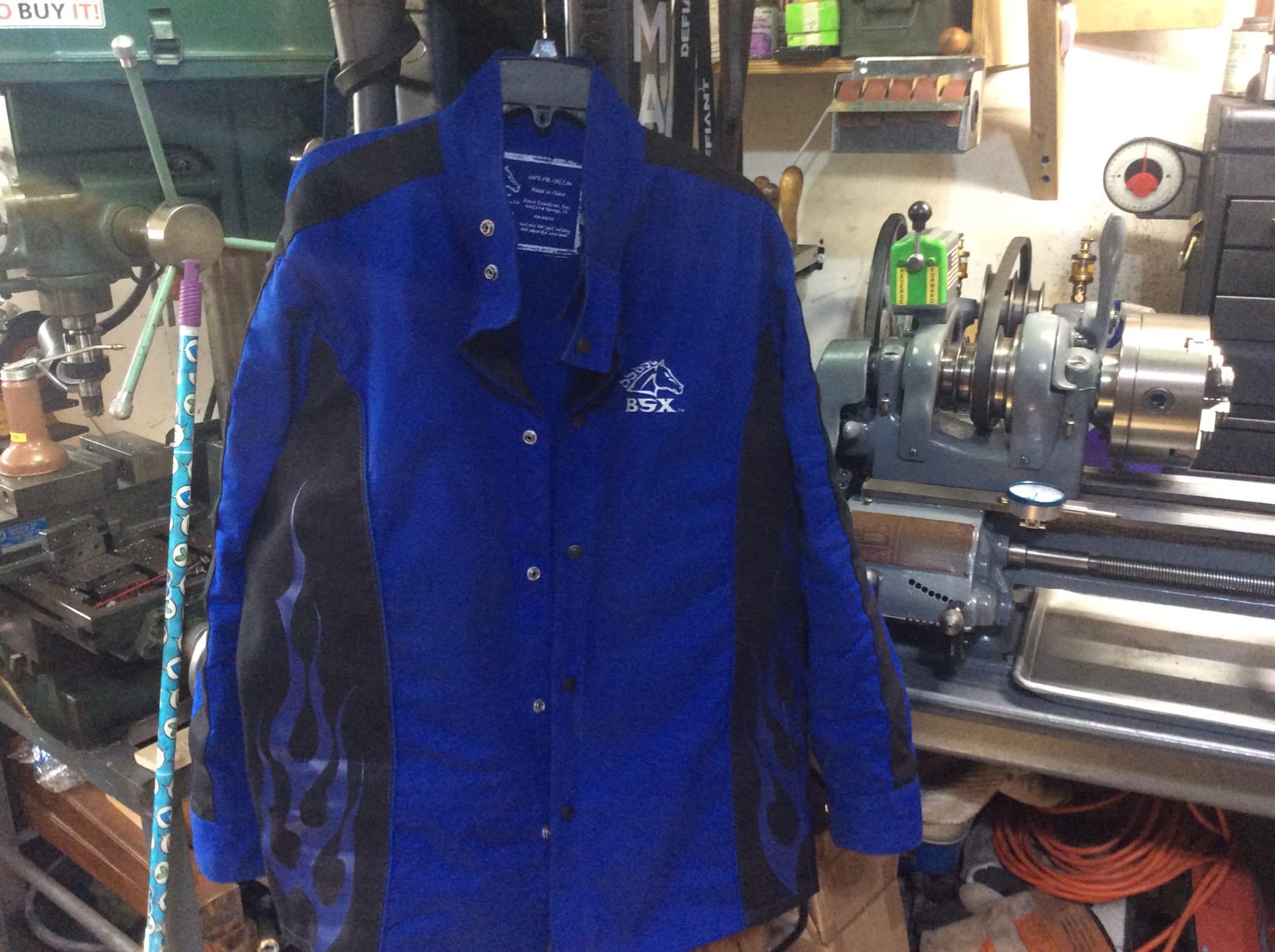 Black Stallion (BXRB9C) BSX 9 oz Contoured Flame-Resistant Cotton Welding Jacket, Welder's Collar, Dual Scribe Pockets, Leather-Reinforced Snaps, Large, Royal Blue customer photo 2