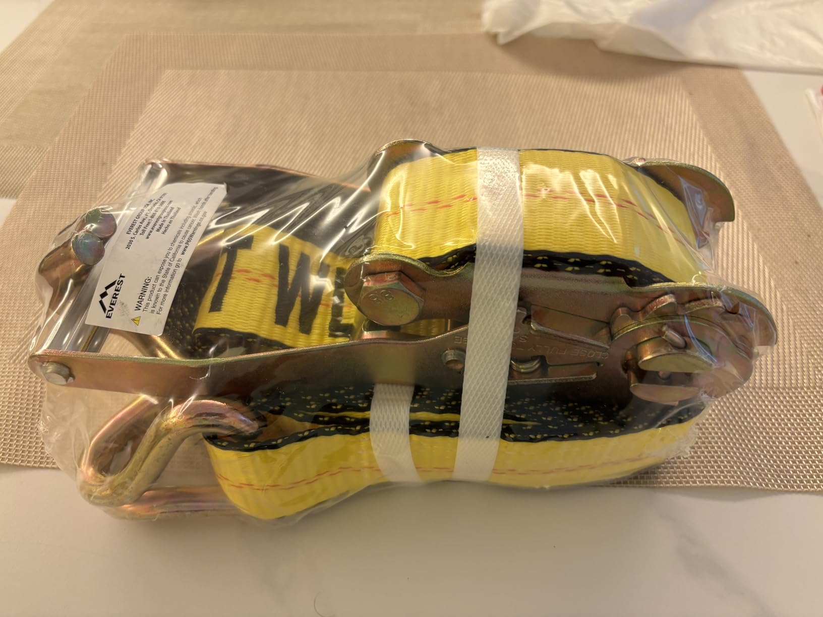 Everest Premium Ratchet Tie Down - 1 PK - 2 IN - 27 FT - 3333 LBS Working Load - 10000 LBS Break Strength - Double J Hook customer photo 2
