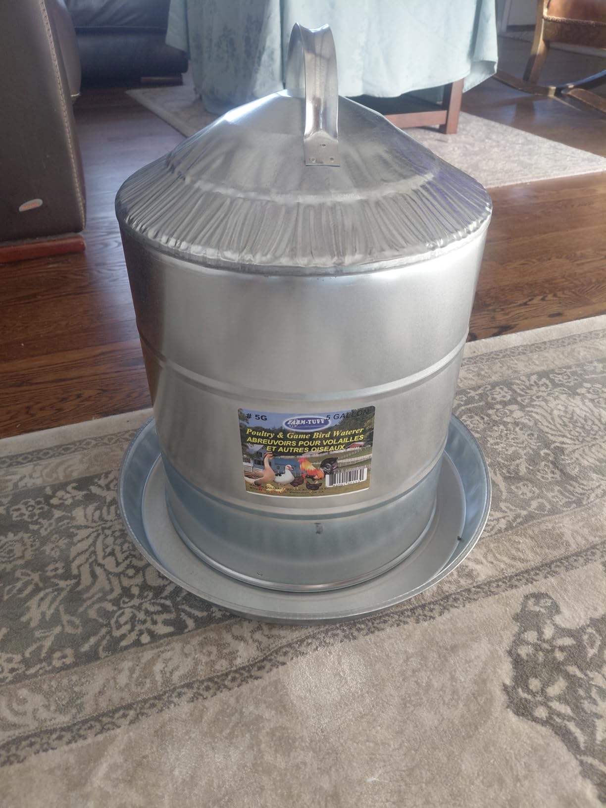 FARM-TUFF Galvanized Poultry Waterer, 5 Gallon Capacity - Double-Wall Poultry Fountain with Cone Top - Automatic Gravity-Fed Water Dispenser for Chickens, Ducks & Game Birds customer photo 1