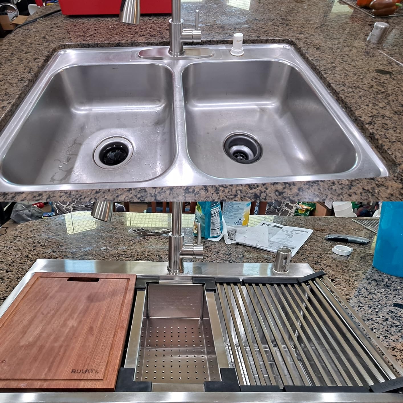 Ruvati 32-inch Undermount 16 Gauge Stainless Steel Workstation Kitchen Sink Single Bowl - Soundproof Multifunctional Chef Sink with Cutting Board & Accessories, Brushed Finish Hides Scratches - RVH8300 customer photo 2