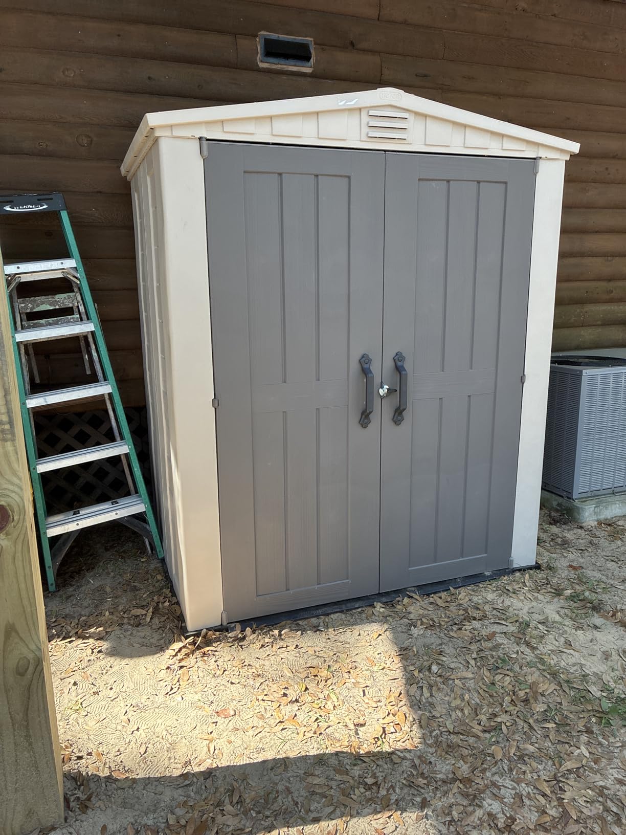 Keter Factor 6x3 Outdoor Storage Shed Kit-Perfect to Store Patio Furniture, Garden Tools Bike Accessories, Beach Chairs and Push Lawn Mower, Taupe & Brown customer photo 1