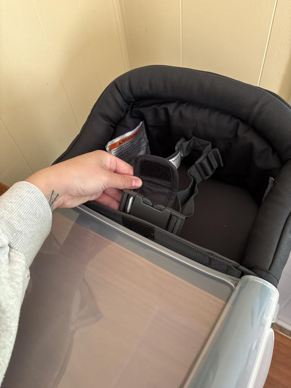 Inglesina Fast Table Chair, Cream - Portable Baby High Chair - for Babies & Toddlers up to 37 lbs - Collapsible Design - Fits Tables 0.8'' to 3.5'' Thick - Compact & Easy to Use - Travel Bag Included customer photo 2