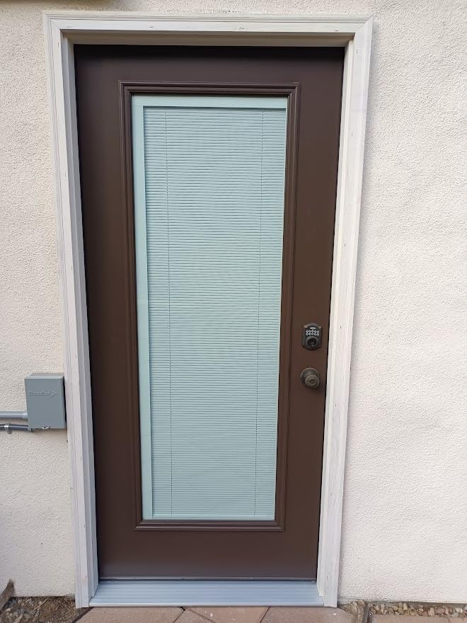 National Door Company, Steel, Primed, Left-Hand Inswing, Raise/Lower Blinds, Full Lite, Single Prehung Front Door, 36