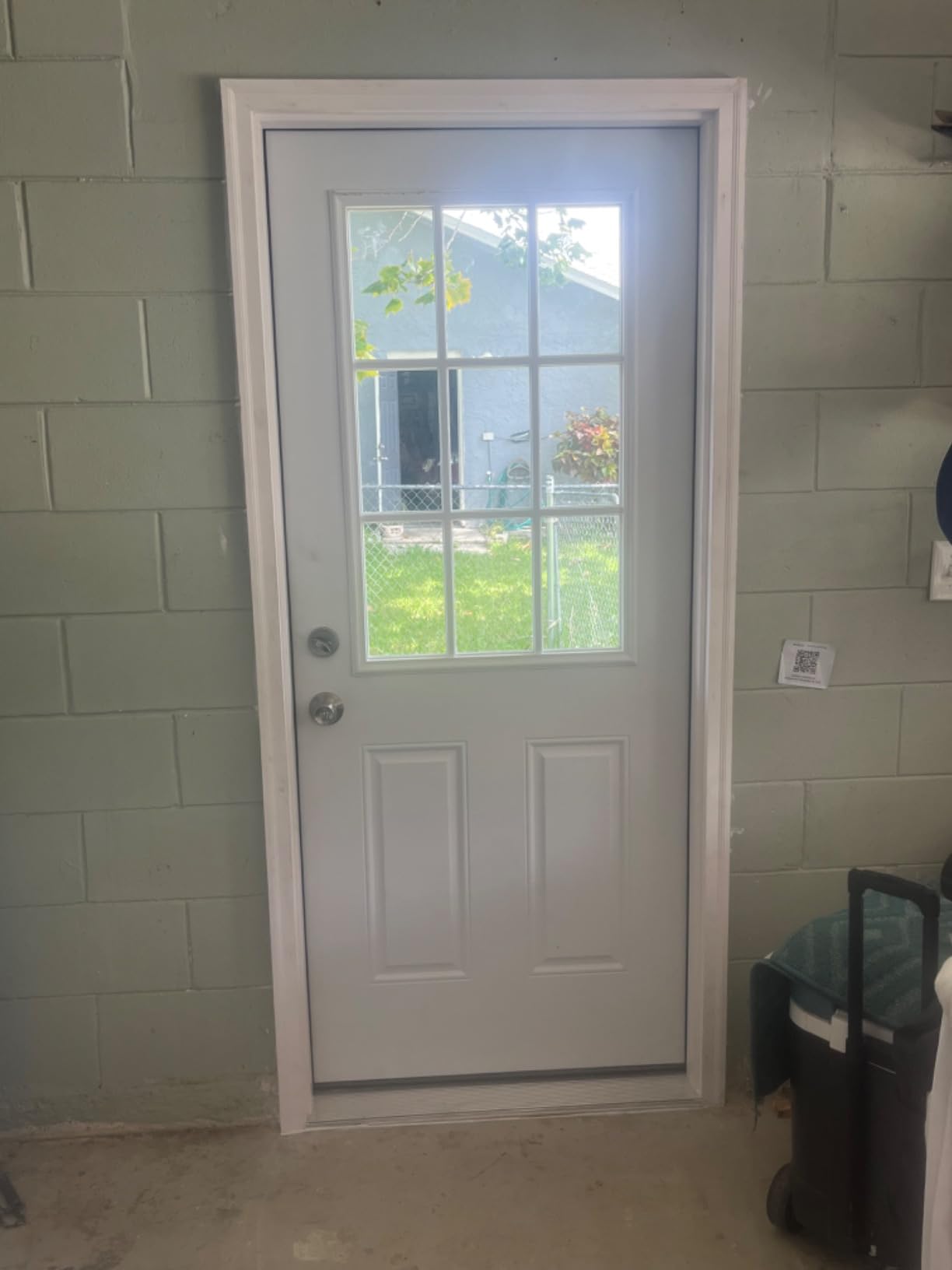 National Door Company Z000693L Steel Primed, Left Hand in-Swing, Prehung Front Door, 9 Lite 2-Panel External Grilles, Clear Glass, 34