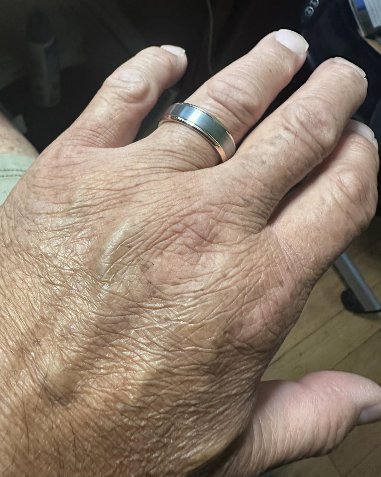 Mens Brushed Wedding Band, Two Tone Matte Step Edges/Pipe Cut, Tungsten Carbide Anniversary Promise Rings Comfort Fit customer photo 2