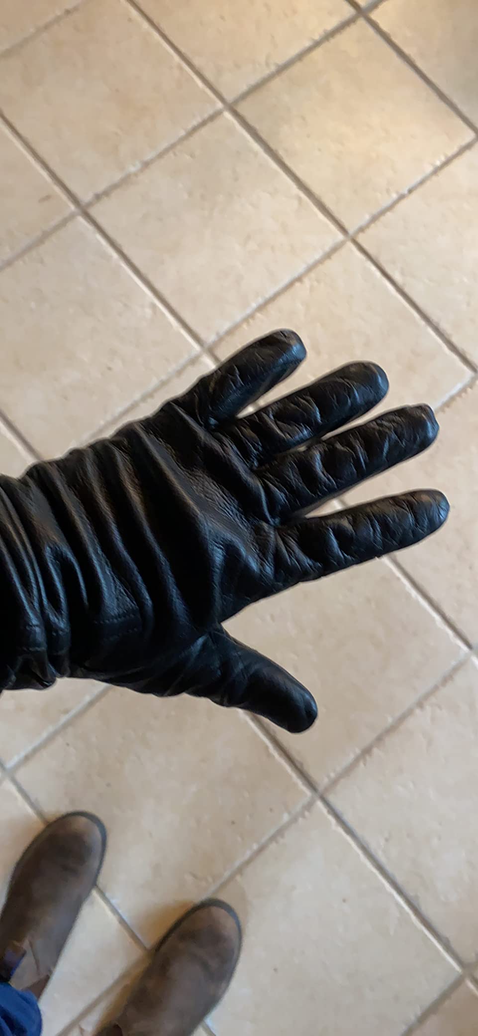 Women's Lambskin Touchscreen Texting Leather Gloves Winter Lined Long Sleeves for Iphone Smartphone customer photo 2
