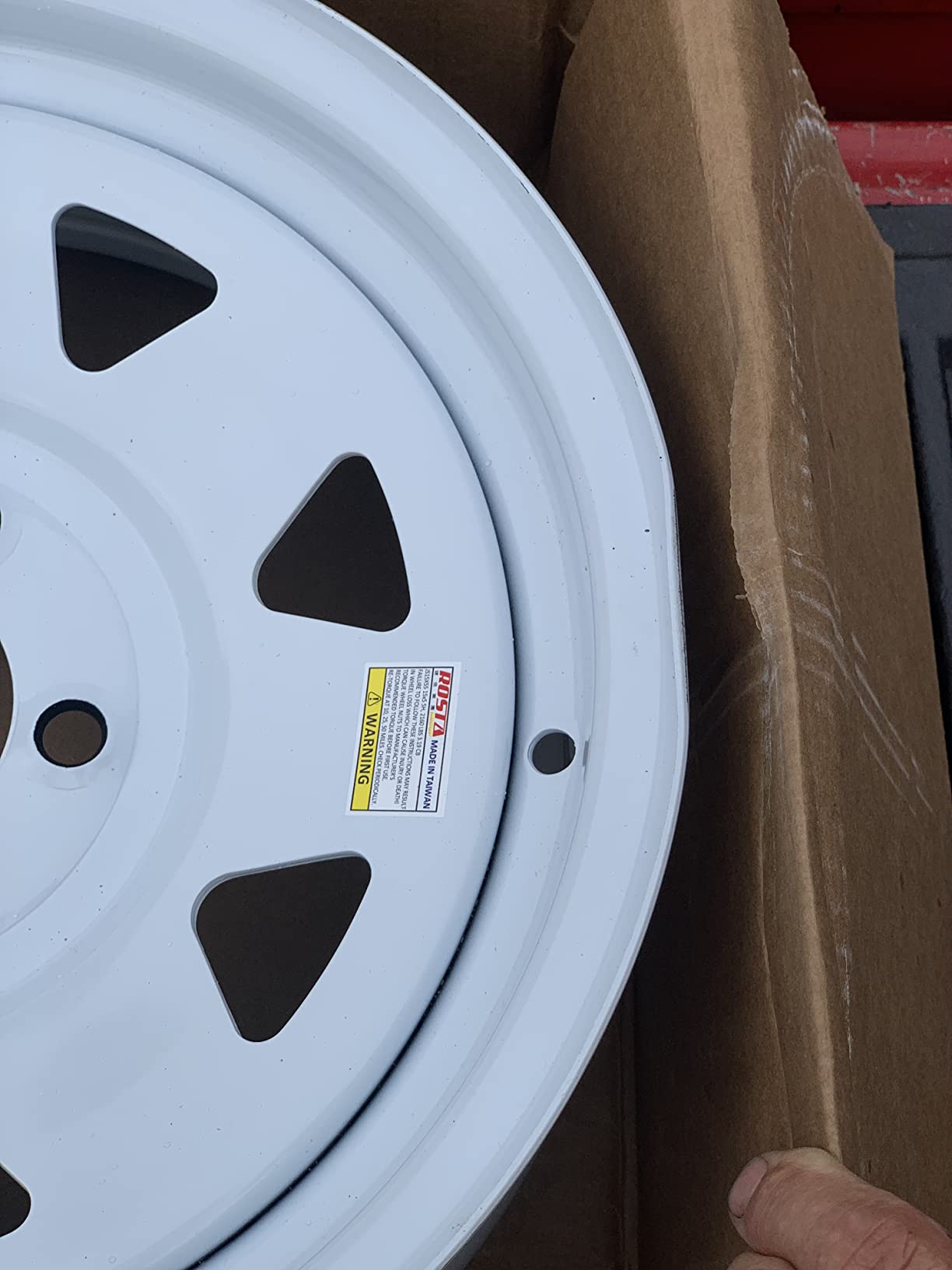eCustomrim Trailer Wheel 15X5 15 Inch 5 Lug On 4.5 White Spoke Rim | 15 X 5 Rim, 5 Lug on 4.5 Inch Bolt Pattern, 3.19 Inch Center Bore, 2150 Lbs Max Load, For Trailer Tire Use Only customer photo 2